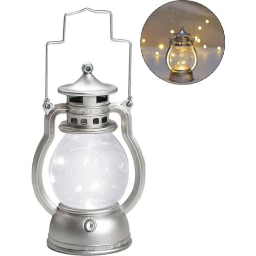Battery Operated Vintage Hurricane Lantern LED Lantern with Dimmer Switch ABS Material Hanging Lantern for Outdoor Patio