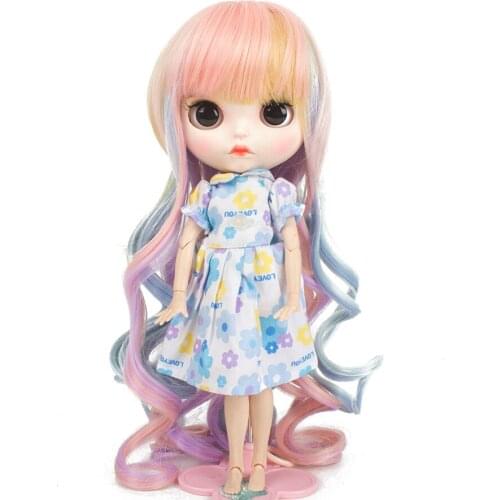 Aidolla Blyth Dolls Wig Long Bangs Curly Hairs Gradient Color High Temperature Fiber Doll Accessories For DIY BJD Doll