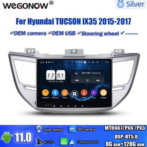 Carplay DSP 10.1" Android 10.0 8 Core 4GB 64GB Car DVD Player GPS map Radio wifi Bluetooth 5.0 For Hyundai TUCSON IX35 2015-2017
