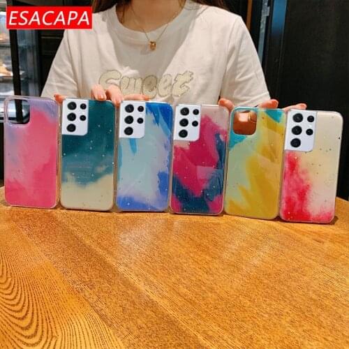 Watercolor Painting Glitter Case For Samsung S21 S20 Ultra Silicone Shockproof Protection Phone Cover For Samsung Galaxy S20 FE