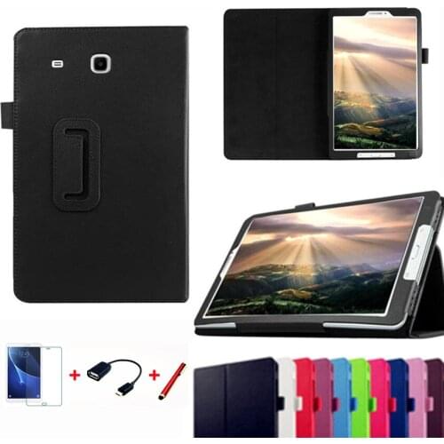 Case for Samsung Galaxy Tab E 9.6 T560 T561 Slim Folding Flip Stand Cover PU Leather Cases for Samsung Tab E T560+Film+Pen+otg
