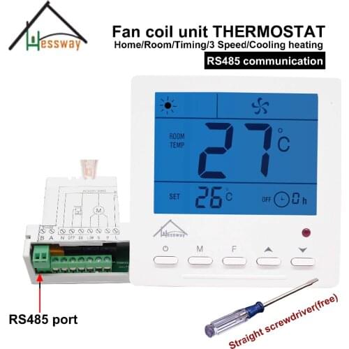 HESSWAY digital temperature controller thermostat RS485 communication protocol for 2 pipes cooling/heating