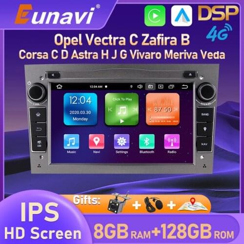 Eunavi 2 Din Android 10 Car DVD Radio GPS For Opel Astra Vectra Antara Zafira Corsa 2Din Auto Audio GPS Multimedia Player DSP 4G