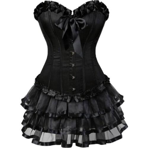 Sexy Corsets Bustier For Women Plus Size Lolita Costume Overbust Burlesque Corset And Skirt Tutu Set Corselet Gothic Gowns