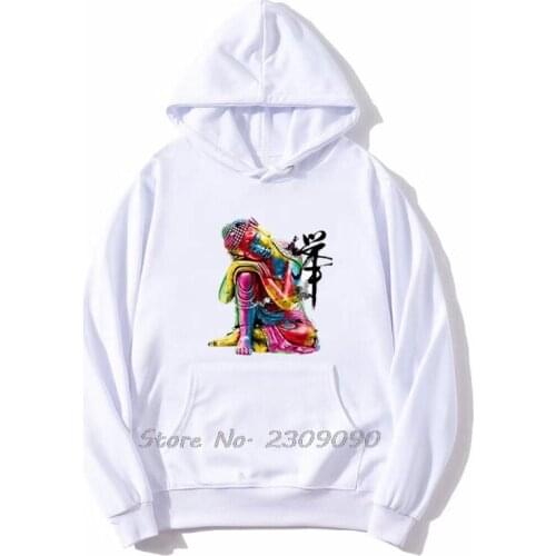 Fashion womens Fine Buddha Printed Hoodie Colorful Zen Design Casual Men Fleece Hoodies Sweatshirt Spring Autumn Streetwear