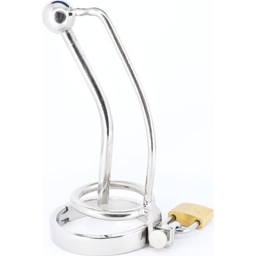 Bdsm Stainless Steel Male Chastity Belt With Urethral Sound Penis Ring Cock Ring Chastity Cage Lock Rings Sex Toys for Men