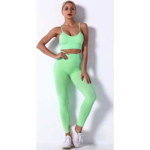 2021 New Summer Seamless Fitness Suit Yoga Set Woman 2 Pieces Pilates Jogging Workout Sportswear Sports Bra Seamless Leggings