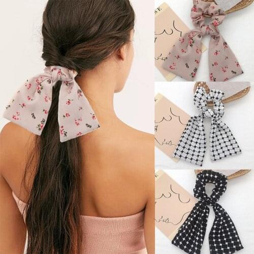 Lystrfac New Spring Floral Streamer Hair Tie for Women Girls Scrunchie Rubber Bands Ponytail Holder Headband Hair Accessories
