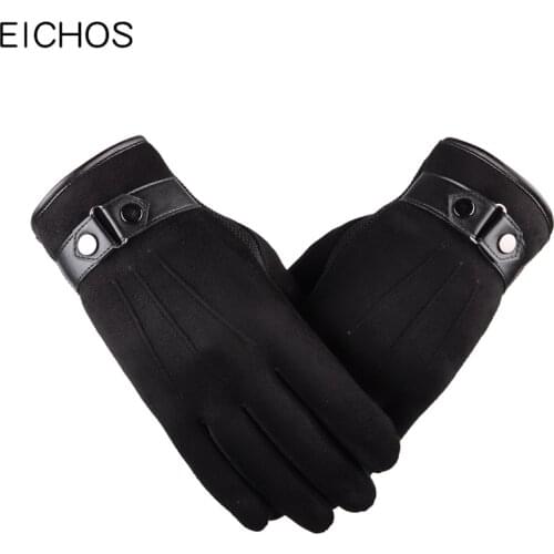 EICHOS 2018 New Cashmere Gloves Men Velvet Thicken Winter Touch Screen Gloves for iphone Mobile Phone Outdoor Driving Gloves