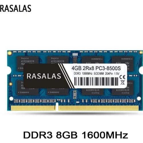 Rasalas Memory RAM DDR3 8G 1066Mhz SO-DIMM Laptop 1.5v 204Pin Notebook Oперативная Nамять Compatible Memoria RAM