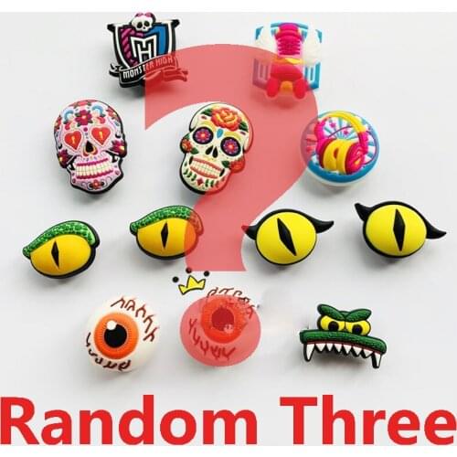 Geniune Awful Style Shoe Charms Accessories Cartoon Colorful Skeleton Eyes Shoes Buckle Decorations for Sandals Charms Kids Gift