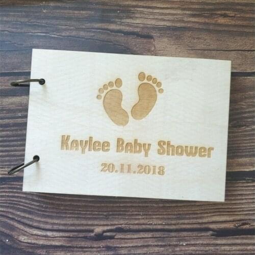 Personalized Custom Baby Shower Wooden Guest Book Rustic Baby Shower Guestbooks Wood Scrapbook Memory Book Gift
