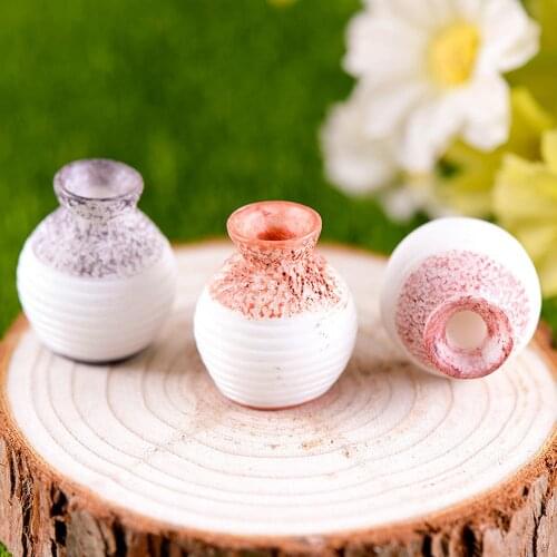 Resin Plastic Miniature Small Mouth Vase Diy Craft Accessory Home Garden Decoration Unbreakable Basket Decorations Vases Decor
