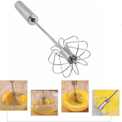 1Pcs Semi-automatic Egg Beater 304 Stainless Steel Egg Whisk Manual Hand Mixer Self Turning Egg Stirrer Kitchen Egg Tools