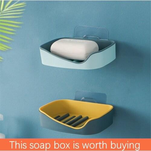 Portable double layer soap dispenser plastic shower soap dish wall-mounted soap sponge rack storage rack bathroom storage rack