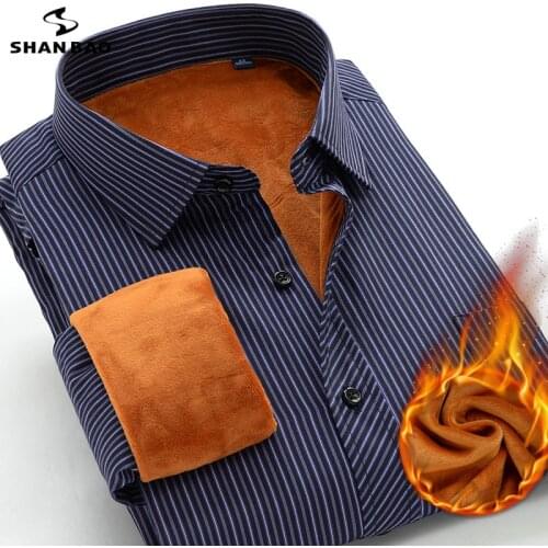 6XL 7XL 8XL 9XL 10XL big size casual shirt 2020 winter plus velvet thick warm brand clothing mens striped long-sleeved shirt