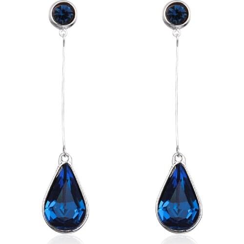 Simple Hanging colorful Crystal Drop Earrings Dangle Water Drop style Earrings for Women Jewelry Cute Gifts