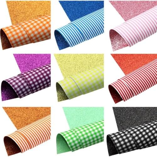 Geometric Printed Faux Leather Sheets Double-side Chunky Glitter For Bow-knot Bags Wallet Earring Scrapbook DIY,1Yc20669