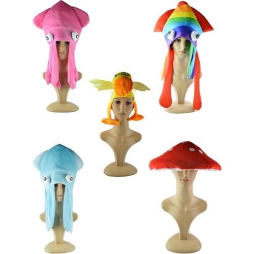 Rainbow Squid Hat Funny and Crazy Party Hats Sea Animal Hat Octopus Headdress fo
