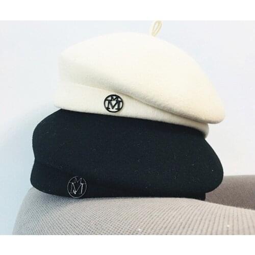 Luxury brand new winter Ladies thick warm beret cap 100% woolen artist hat Pumpkin gorros XSW002