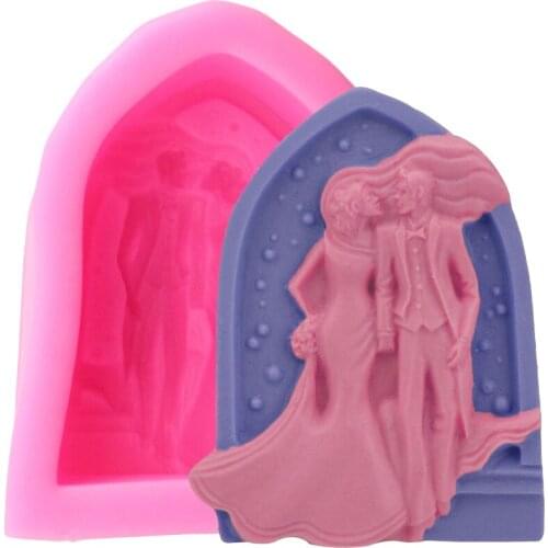 Bride Groom Couple Silicone Mold DIY Wedding Fondant Cake Decorating Tools Man Woman Handmade Soap Mould Candy Chocolate Molds