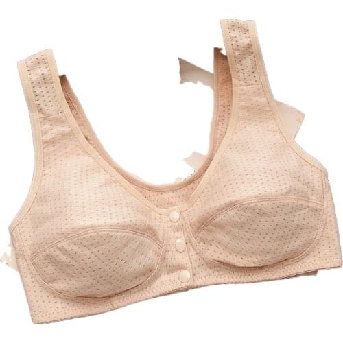 Middle-aged and Elderly Underwear Front Button Bra Without Underwire Bra Large Size Cotton Underwear Female Vest Type