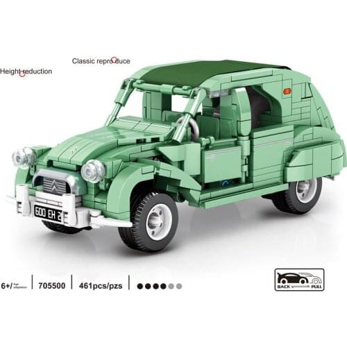 Technical building block 1938 france Citroen car 2cv Vintage vehicel bricks assemble model toys collection for kids gifts
