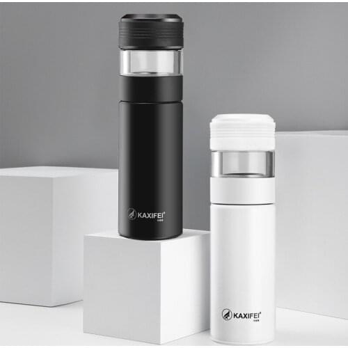 High Quality Stainless Steel Tea Thermos Vacuum Cup Thermos Temperature Display Glass Bottle Tea Infuser Thermal Cup Mug 450ml