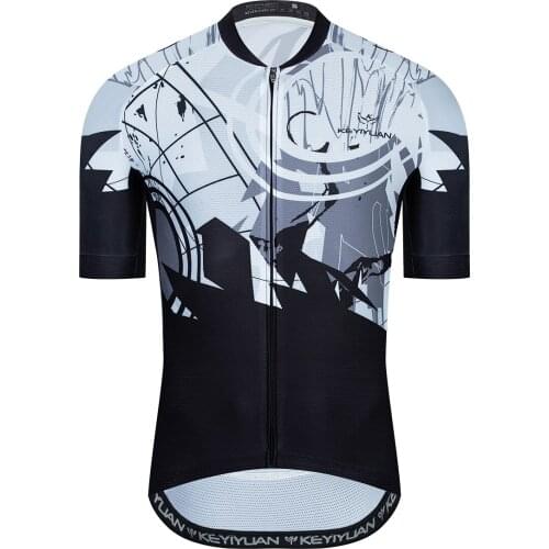 KEYIYUAN High Quality Men Cycling Jersey Short Sleeves Tops Bicycle MTB Downhill Shirt Road Bike Sports Mountain Man Clothing