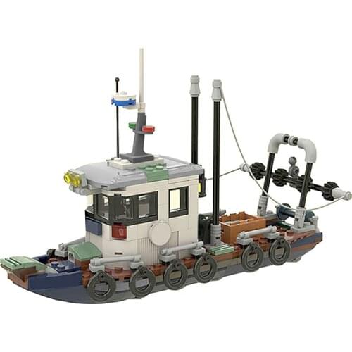 Warship Small Fishing Boat Star Building Blocks Bricks High-Tech Wars Model DIY MOC-47817Toys For Kids Birthday Gifts