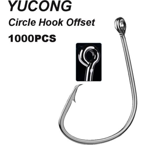 YUCONG 1000Pcs/lot Single Fishing Hooks 1#-5/0# Carbon Steel Fishhook Black Barbed Offset Crank Hooks Fishing Accessories Tackle