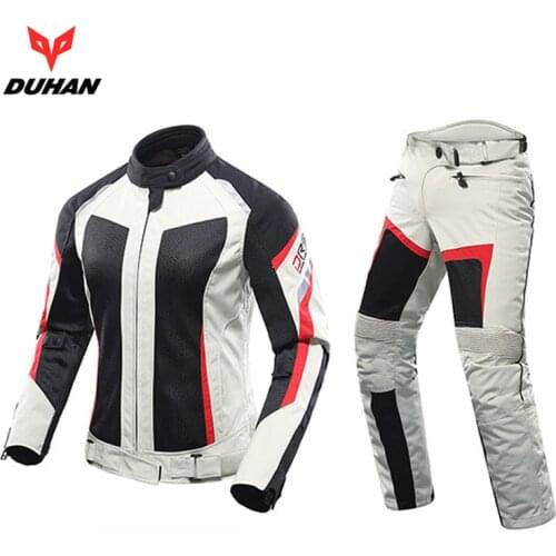 DUHAN womans Motorcycle Jacket female Motocross Clothing Jackets Summer Armor body Guard jacket and Pants D-186