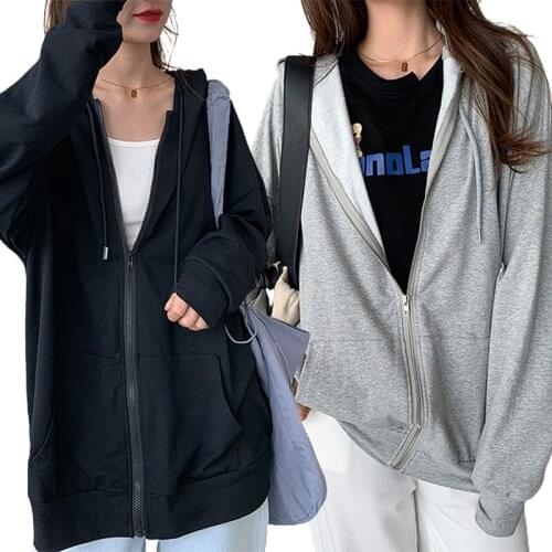 Zip Up Sweatshirt Spring Autumn Jacket Clothes oversize Hoodies Women plus size Vintage Pockets Long Sleeve Casual Large Coats