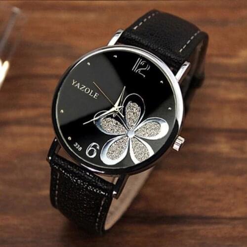 2018 Women Black Casual Watches Black Dial Leather Band Clock Quartz Watch Silver Butterfly Decoration Ladies Wrist Watch
