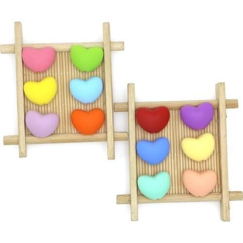 Kovict 100/200pc Silicone Bead Heart Shape Charm Teether Baby Teeth Jewelry Nursing Baby Oral Care For Pacifier Holder Necklace
