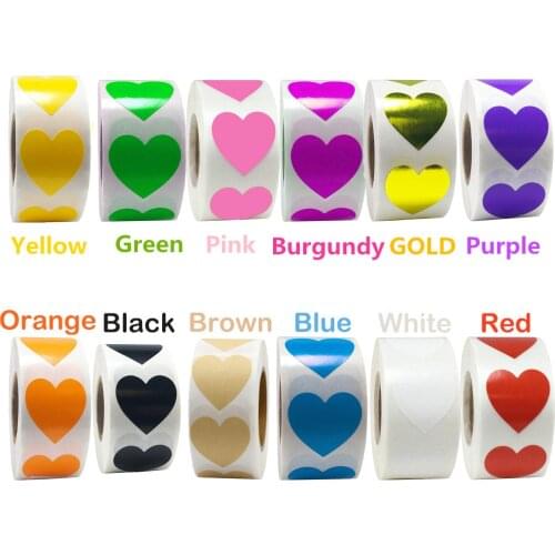 11 Colors 500pcs Love Heart Shaped Sticker Can Writing for Scrapbooking Package Gift Seal Label Birthday Party Supply Stationery
