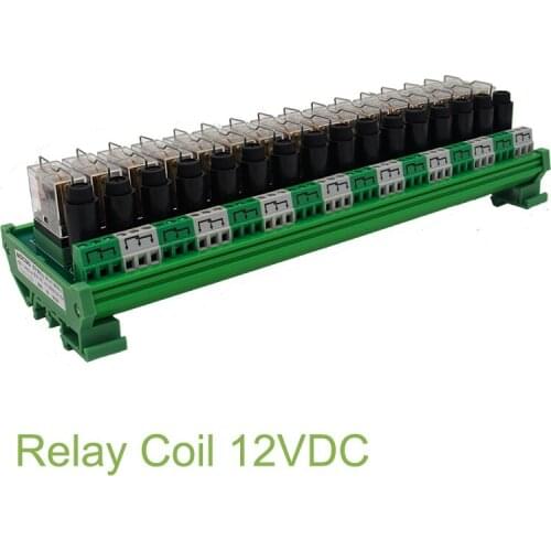 16 Channel 1 SPDT DIN Rail Mount OMRON G2R 12V DC/AC with fuse Interface Relay Module