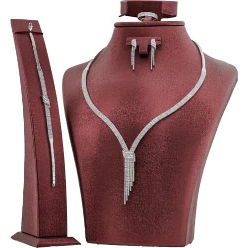 3 Row Silver Women New Trendy Clear Crystal Elegant Design Famale Wedding Jewelry Made in Turkey