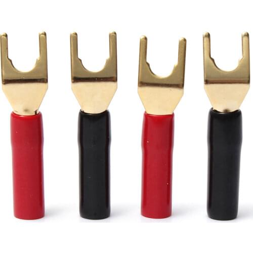 4Pcs Speaker Banana Plug Connector Gold Plated Y-style Fork Banana Plug Speaker Cable Power Terminals Connectors