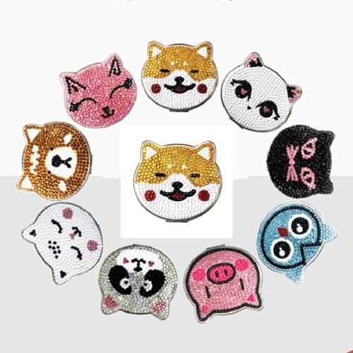 5D Special Shaped Diamond Painting Makeup Mirror Cartoon Animals Diamond Embroidery Foldable Women Mini Makeup Mirrors Christmas