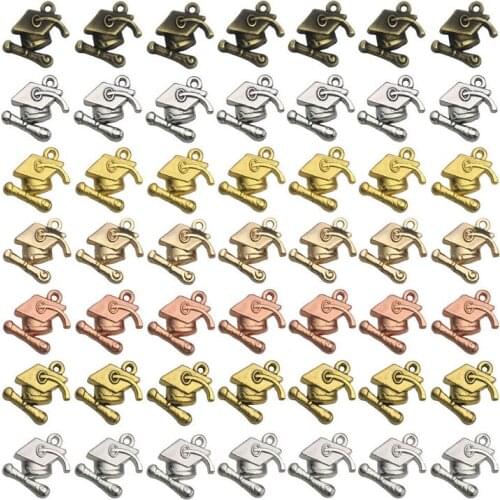 70pcs/pack Metal Graduation Cap Shape Diy Charms Jewelry Making Components Parts for Necklace Bracelet Wholesale