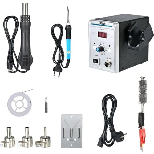 858D 700W Soldering Station LED Digital Solder Iron Desoldering Station BGA Rework Solder Station Hot Air Gun for SMD SMT DIP