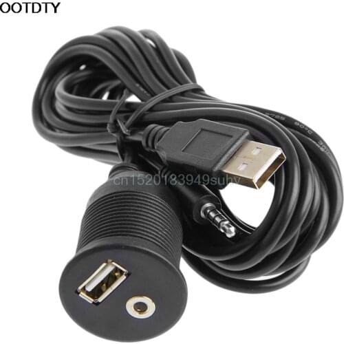 Car 2M 3.5mm Dashboard Flush Mount USB 2.0 AUX Socket Extension Lead Panel Cable #L059# new hot