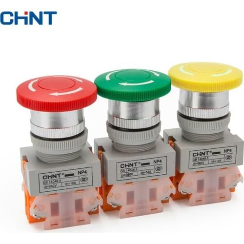 CHINT Stop Switch NP4-11ZS Emergency Stop Since Lock Button Mushroom Head Since Lock Protect One Open One Close