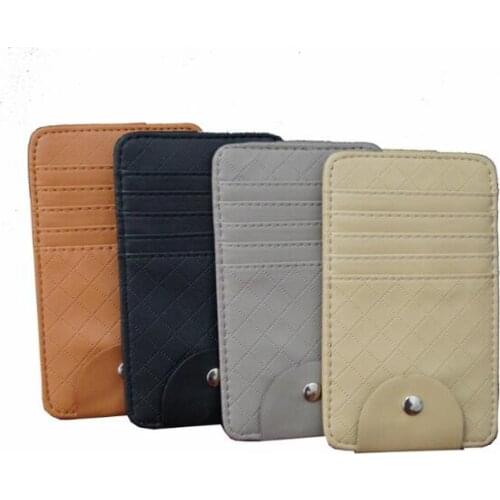 Car CD Holder Auto Sun Visor DVD Disk Card Case Clipper Bag Car Organizer PU Leather Cover For Glass Pen Cards