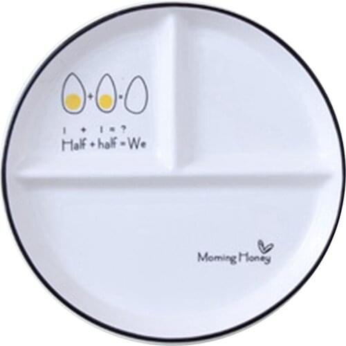 Childrens Ceramic Serving Plate 8 Inch Grid Plate One-Person Home Breakfast Tableware