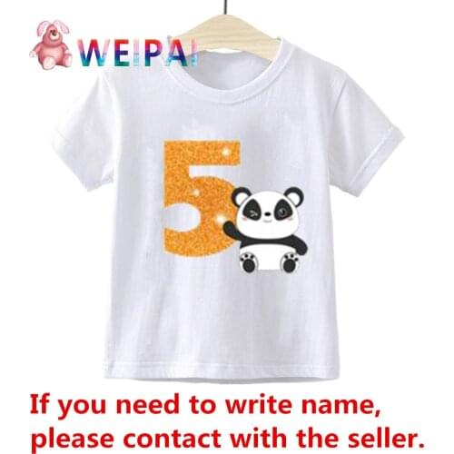 2020 Kids Birthday Number 1~9 Panda Cartoon Print T-shirts Boy&Girl Cute Animal Funny Childrens Gift Tshirt Baby Kawaii Tops
