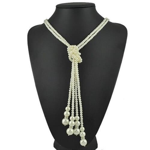 1 Set/lot New Style Long Glass Imitation Pearl Necklace DIY Wear Imitation Pearl Beads Long Necklaces for Woman Jewelry K03381