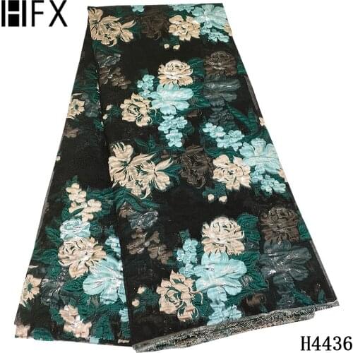 HFX 2021 Latest Jacquard Brocade Lace Fabric French Tulle Lace Fabric High Quality African Nigeria Lace Fabric For Wedding F4436