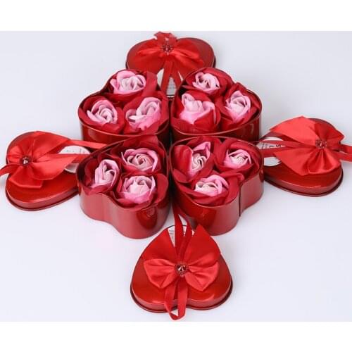 3Pcs Artificial Fake Flower Scented Rose Flower Petal Bath Body Soap Wedding Party Gift Red Pink Blue Purple Paper Fancy Soap